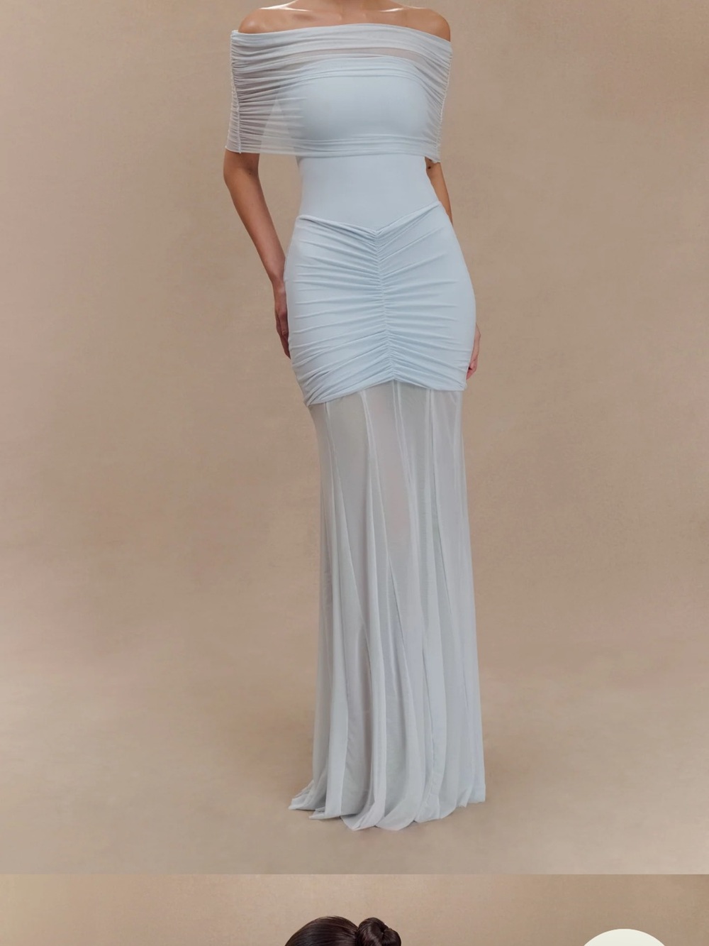 Meshki Pale Blue Off-Shoulder Maxi Dress - Small - Caspian Dress - NWT